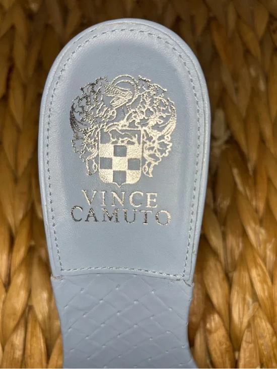 Vince Camuto Light Blue Woven Slide Heels - Picture 2 of 15